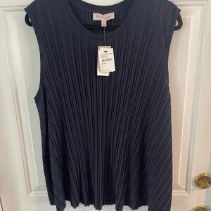 Philosophy Blue Pleated Sleeveless Tunic